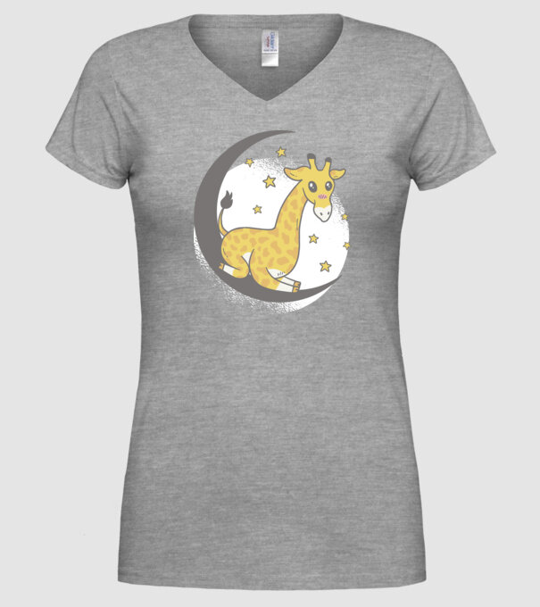 Girafă drăguță model gri pe tricou