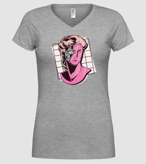 Statuie Cyborg model gri pe tricou