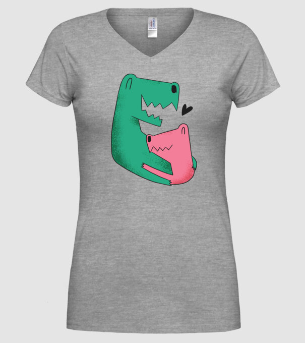 Dinozaur Tată Fiu model gri pe tricou