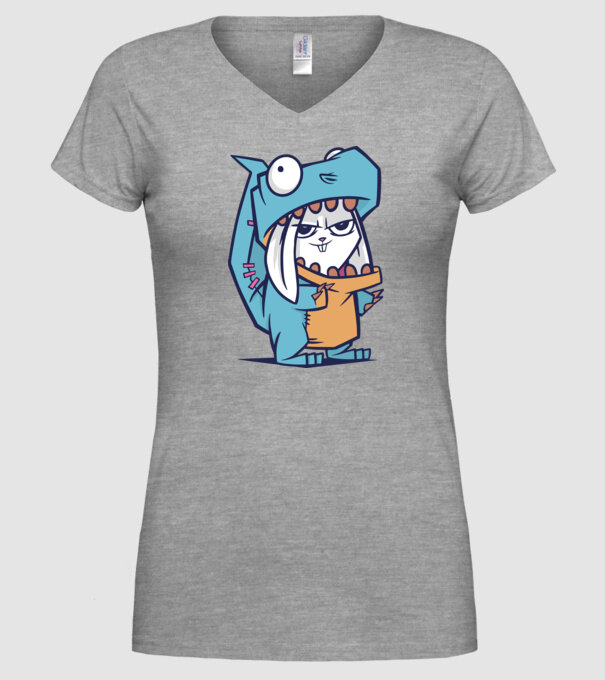 Costum de dinozaur model gri pe tricou
