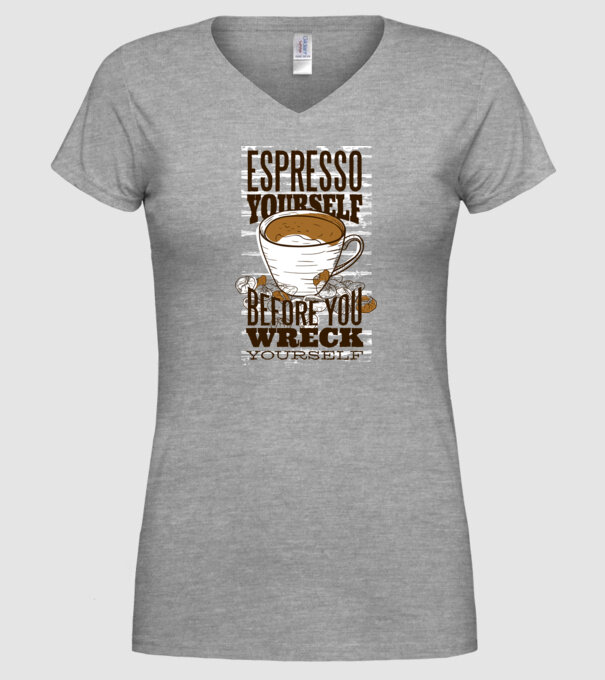 Espresso Yourself cu Cafea model gri pe tricou