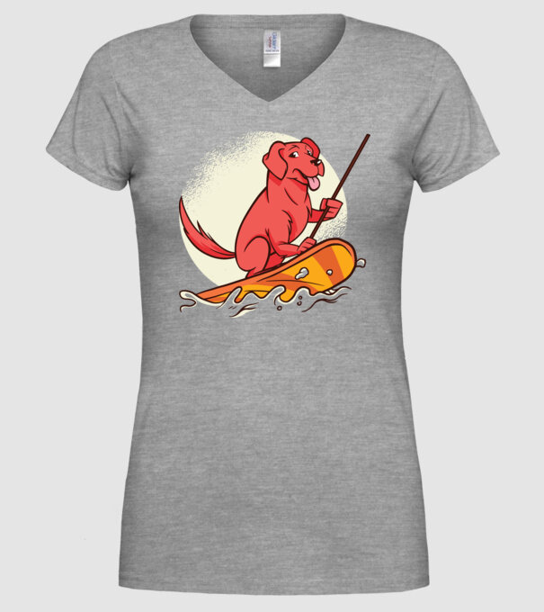 Câine vâslind model gri pe tricou