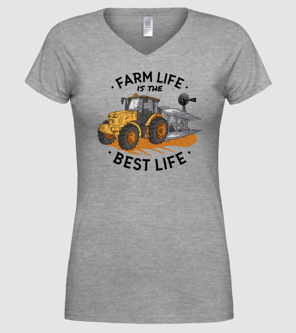 Farm Life is the Best Life Tractor model gri pe tricou