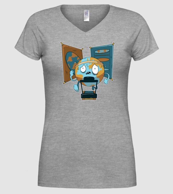 Pământ vs Pământ plat model gri pe tricou