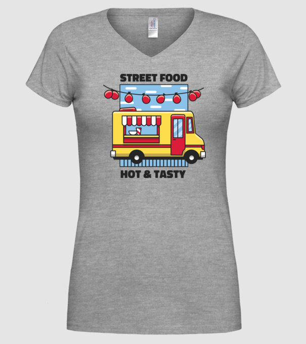 Foodtruck model gri pe tricou