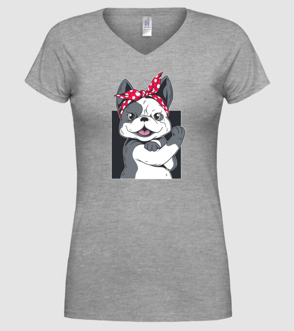 Bulldog Francez model gri pe tricou