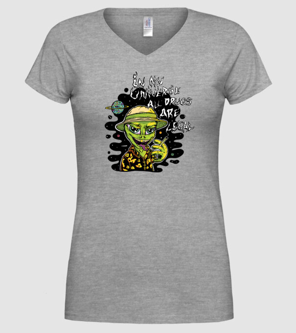 Alien drogat model gri pe tricou