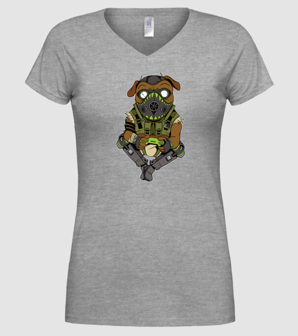 Mops Gamer model gri pe tricou