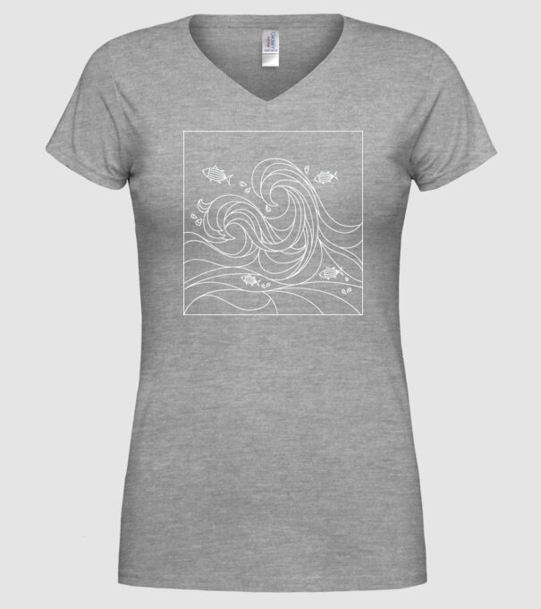 Ocean geometric model gri pe tricou