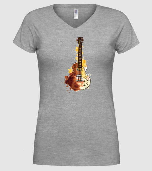 Chitara Pictură model gri pe tricou