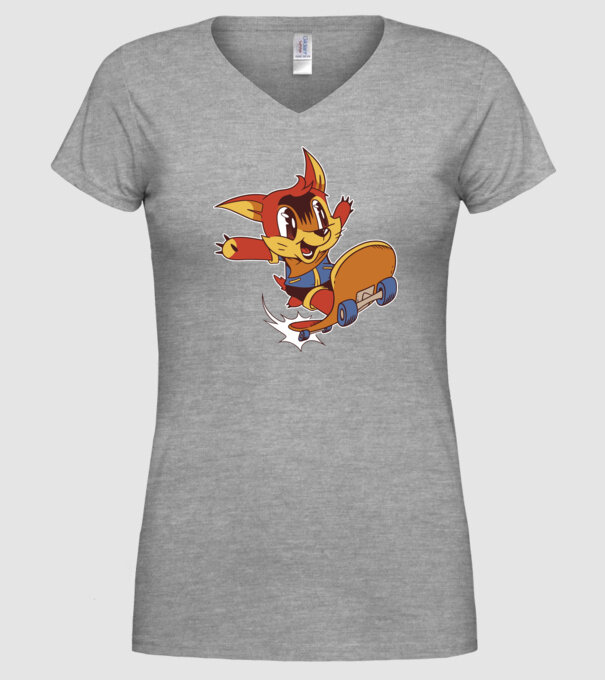 Veveriță Skateboarder model gri pe tricou
