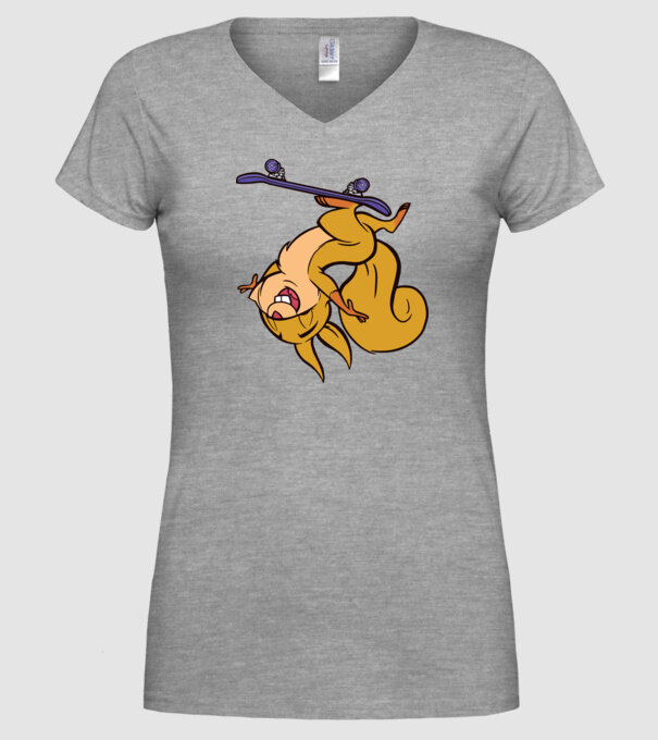 Veveriță Skateboarder model gri pe tricou