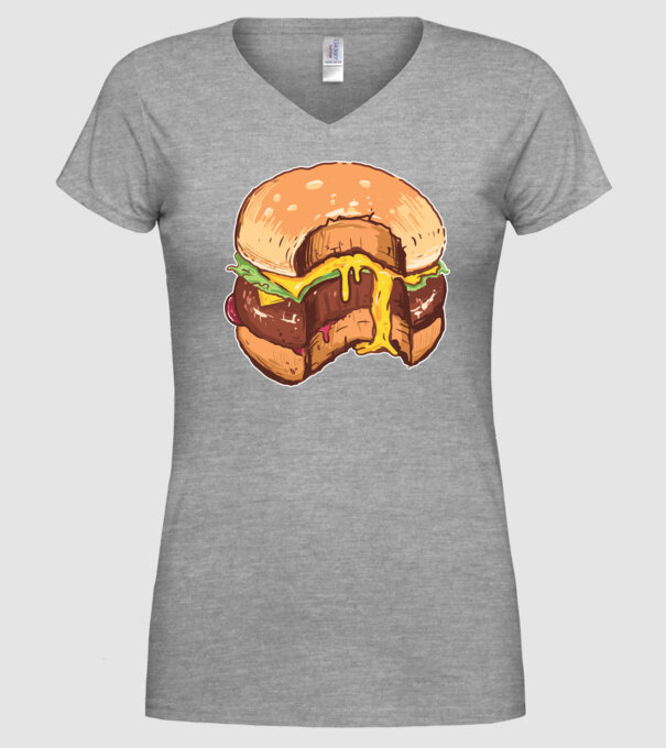 Hamburger model gri pe tricou