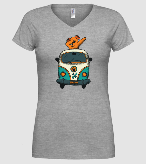Microbuz Hippi Câine DAB model gri pe tricou