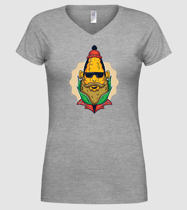 Hipster porumb model gri pe tricou