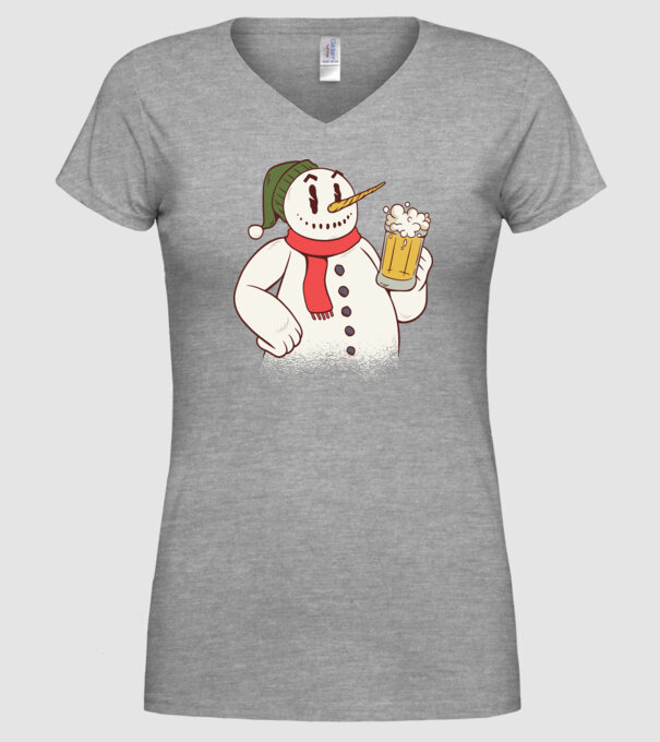 Om de zăpadă cu bere model gri pe tricou