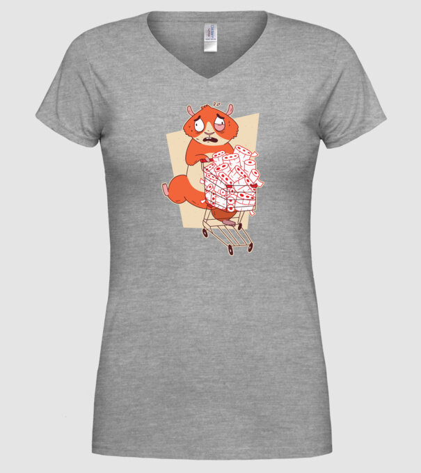 Hamster Panică cumpărături model gri pe tricou