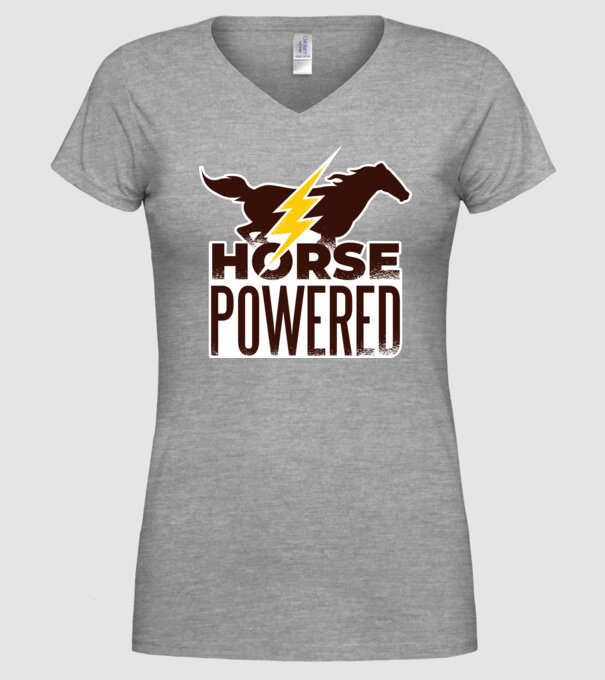 Horse Powered Cal-putere tricou călăreț model gri pe tricou