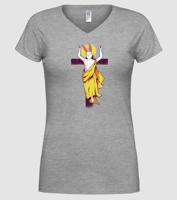 iepuraș de Paște Înviere model gri pe tricou