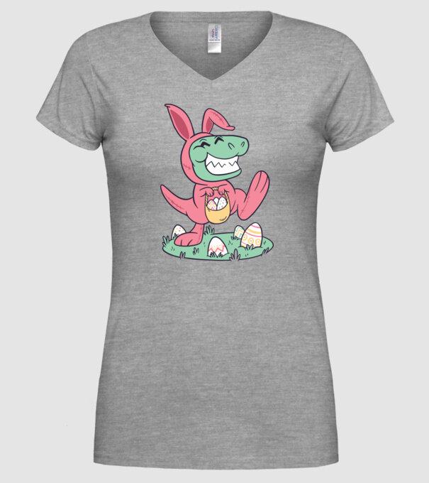 T-rex de Paște model gri pe tricou