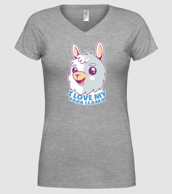 I Love My Papa Llama tricou drăguț cu lamă pentru bunicul model gri pe tricou
