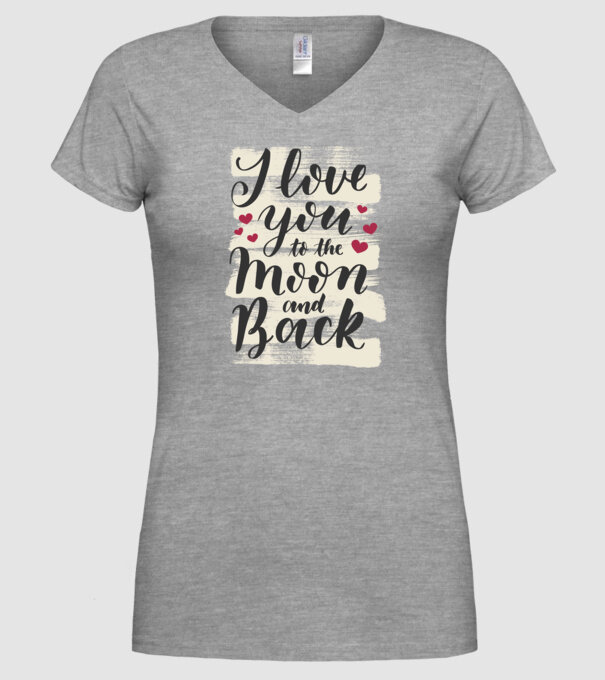 'I love you to the moon and back tricou drăguț Valentine''s Day' model gri pe tricou