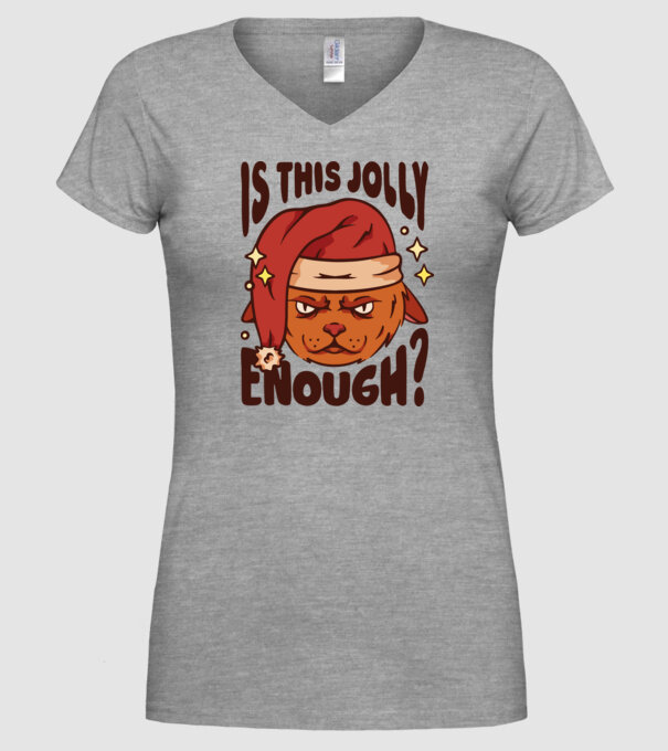 Is this Jolly enough tricou de Crăciun model gri pe tricou