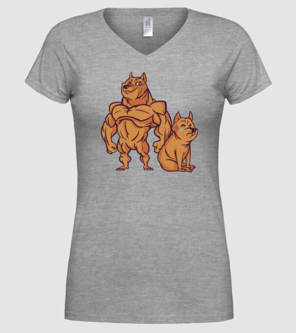 Câine musculos model gri pe tricou