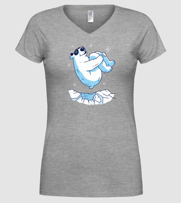 Urs polar Săritură bombă model gri pe tricou
