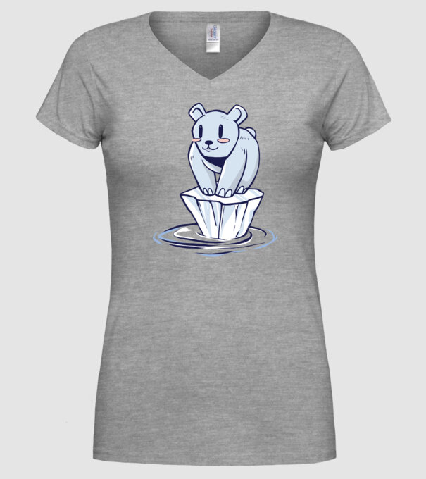 Urs polar pe gheața care se topește model gri pe tricou