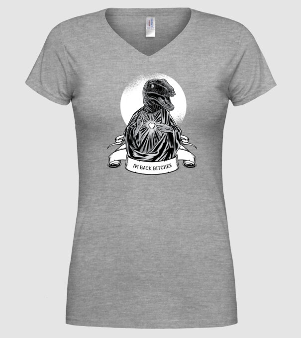 Iisus Raptor Dinozaur model gri pe tricou