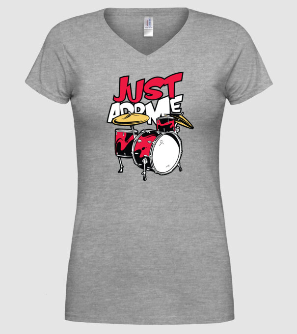 Just add me Drums model gri pe tricou