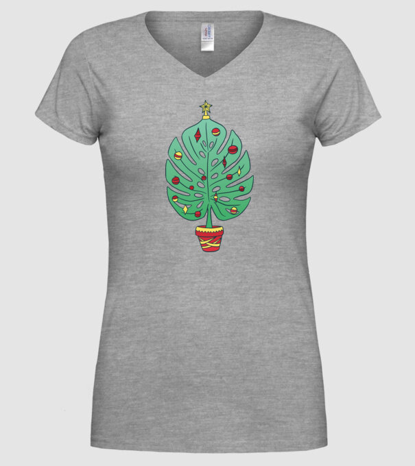 Palmier de Crăciun model gri pe tricou