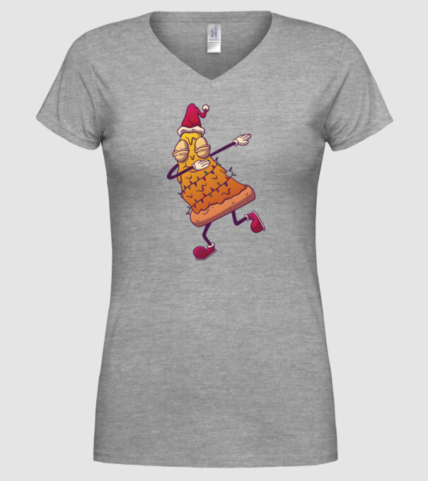 Pizza de Crăciun DAB model gri pe tricou