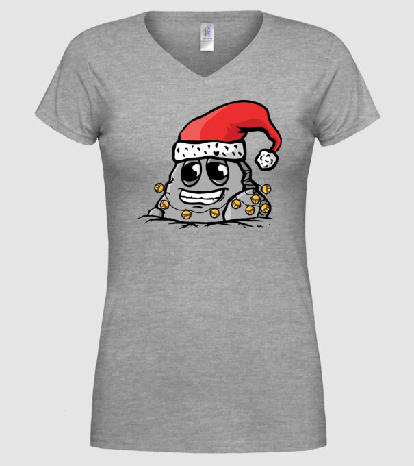 Stâncă de Crăciun model gri pe tricou