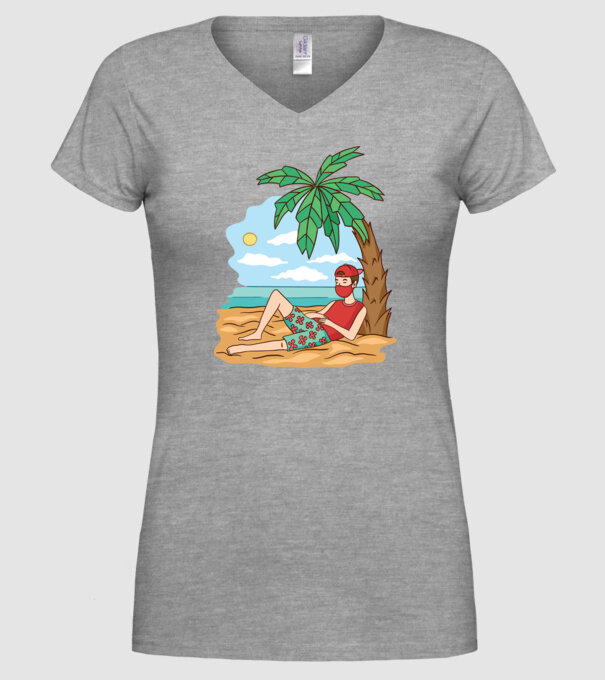 Vacanță în carantină model gri pe tricou