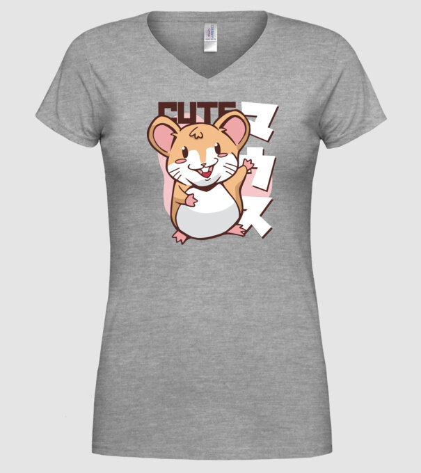 Șoarece Kawaii model gri pe tricou