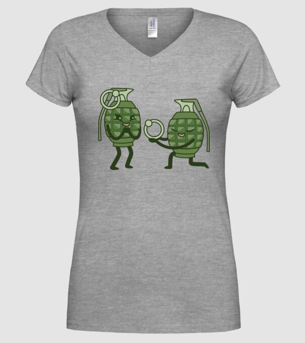 Grenadă de mână Cerere în căsătorie Dragoste model gri pe tricou
