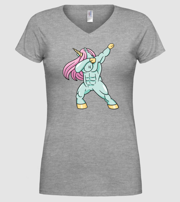 Unicorn Body Building DAB model gri pe tricou