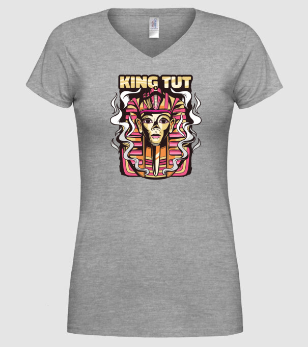 King Tut - Faraonul Tutankhamon model gri pe tricou