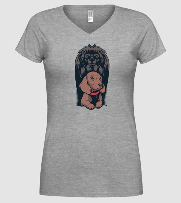 Cățeluș Leu cu umbră model gri pe tricou