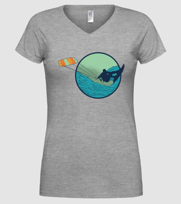 Tricou Kitesurf model gri pe tricou