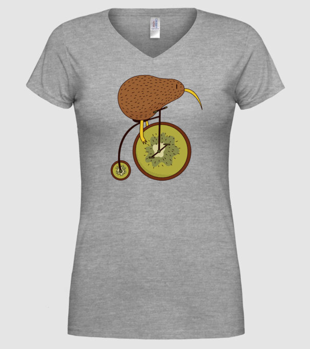 Bicicletă Kiwi model gri pe tricou