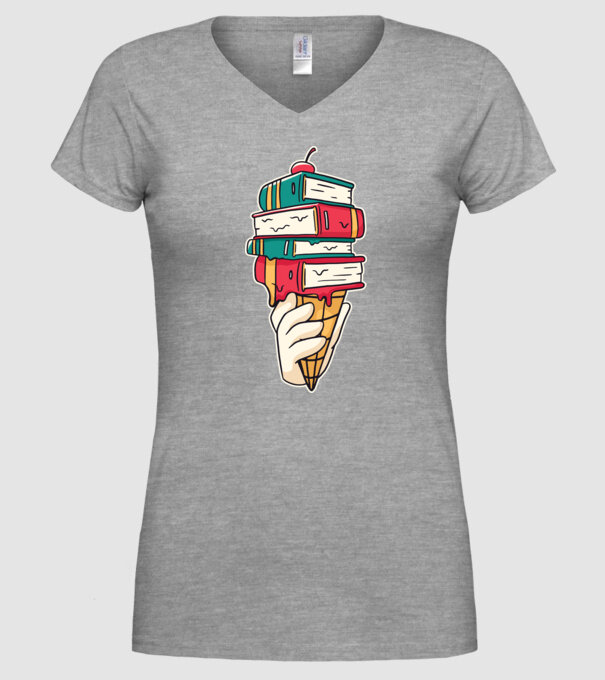 Înghețată cu Carte model gri pe tricou