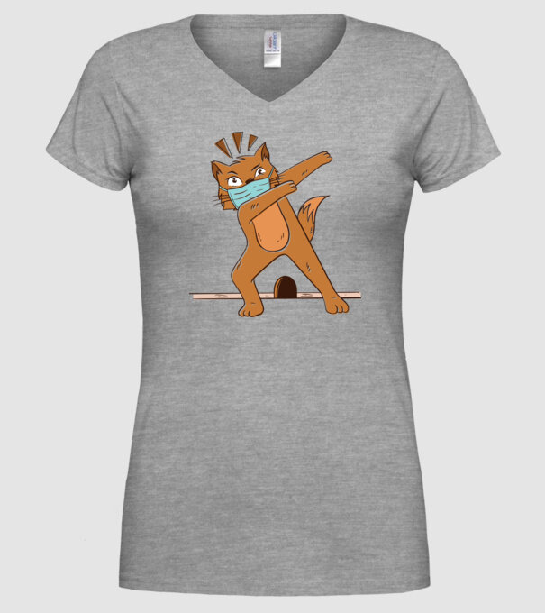 Mască Pisică Coronavirus model gri pe tricou
