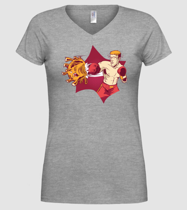 Coronavirus KO - Box model gri pe tricou