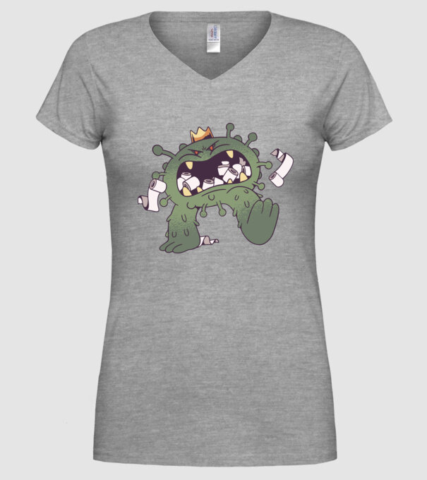 Monstru de hârtie igienică Coronavirus model gri pe tricou