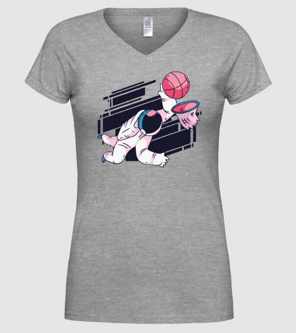 Astronaut Baschetbalist model gri pe tricou