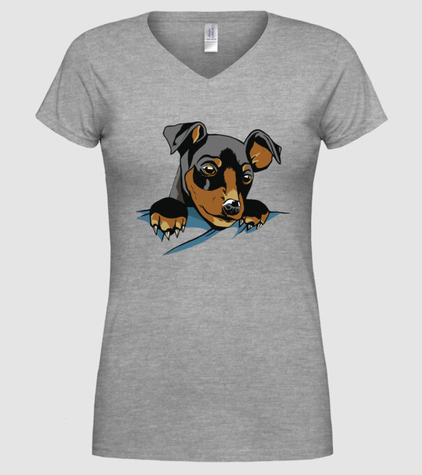 tricou drăguț câine în buzunar pentru iubitorii de câini model gri pe tricou