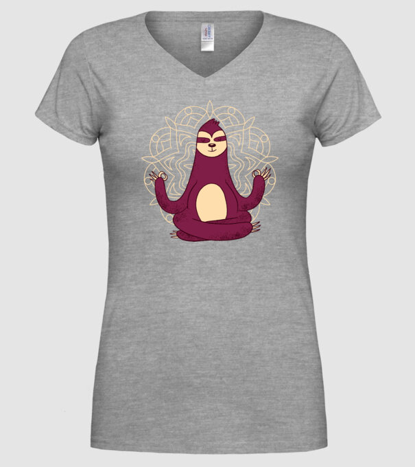 Leneș Meditație Yoga model gri pe tricou